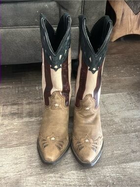 Laredo Tan, Black & Burgundy Women's Western Heeled Boots